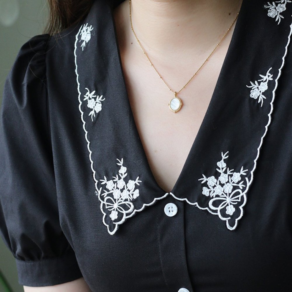 NEW 18K Gold Plated Mother Of Pearl Oval Necklace - Picture 3 of 8